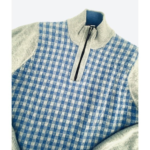 Thomas Dean Retro Sweater Extra Fine Merino Wool Gingham Check Mens Large - Picture 5 of 11